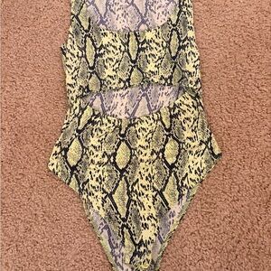 Fashion Nova Yellow and Black Snakeskin Kids Bodysuit